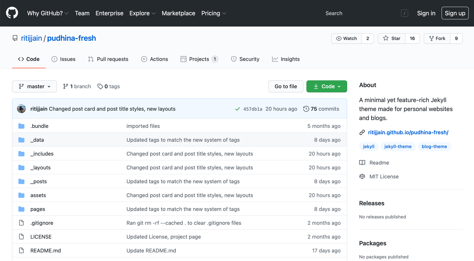 Pudhina Fresh Jekyll Theme
